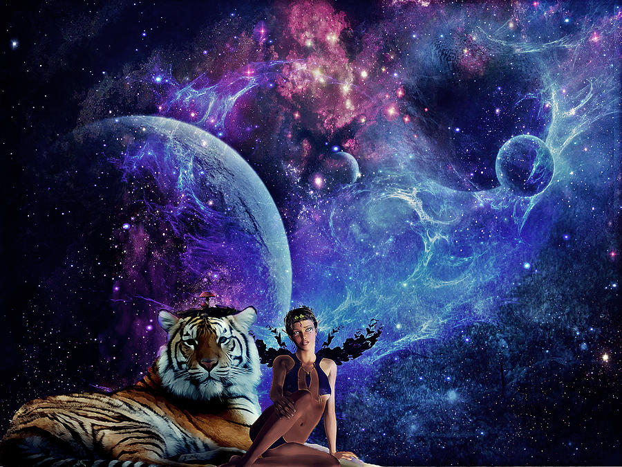 Space Digital Art - Nebulist Tiger by Becca Buecher