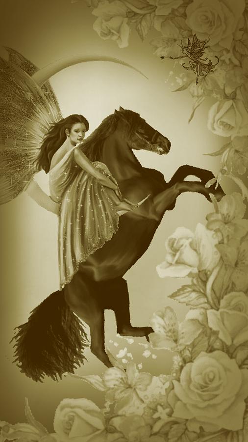 Horse Digital Art - Necromancer and the Fairy by Maria Urso