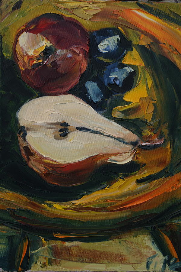 Nectarine And Pear Painting By Jennifer Fitzgerald - Pixels