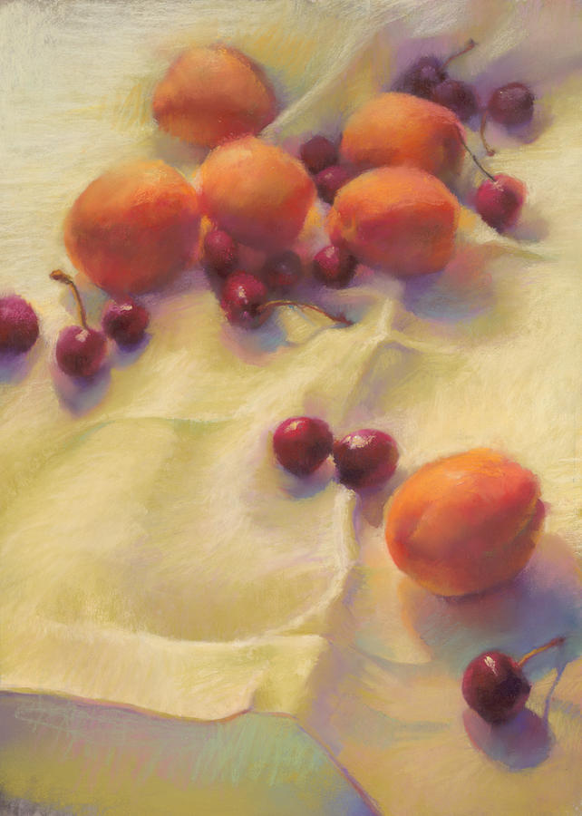 Nectarines And Cherries Painting