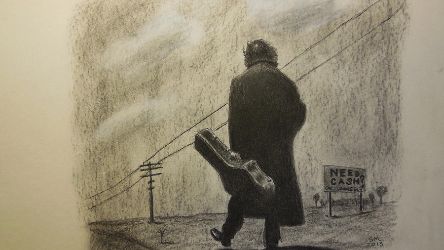 Johnny Cash Tribute Drawing - NEED CASH/johnny cash by Paul McKee