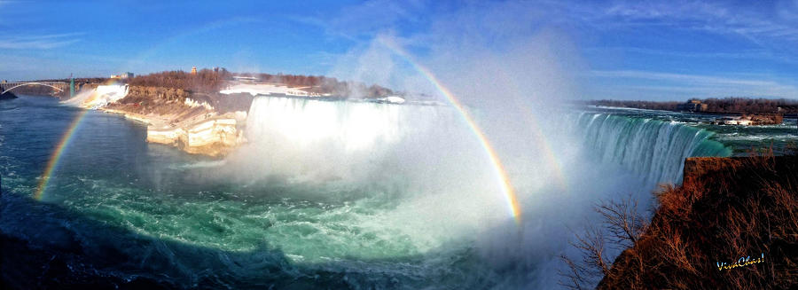 Nefi and the Niagara Falls Double Rainbow Photograph by Chas Sinklier