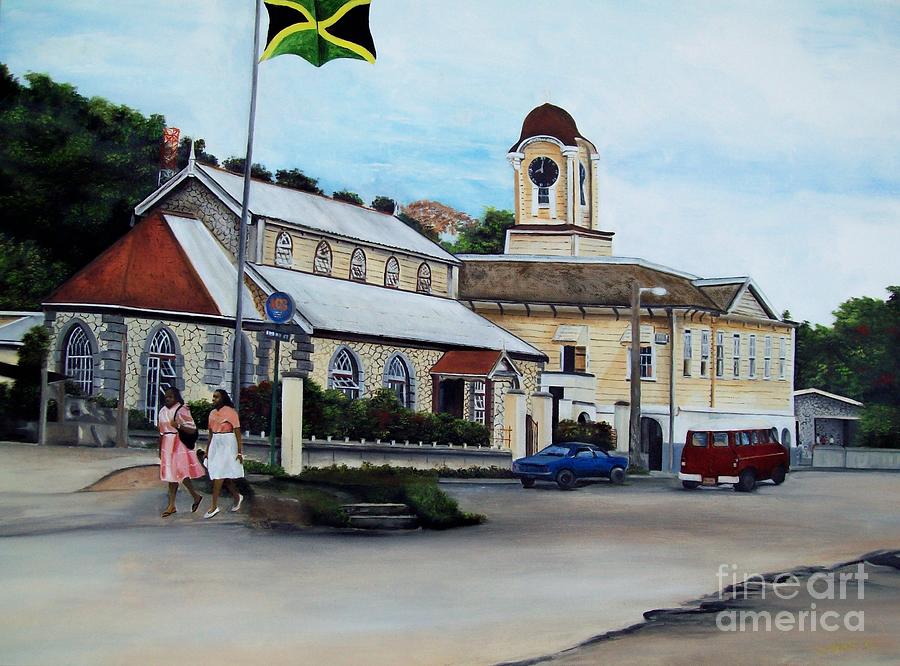Negril City Hall  Painting by Kenneth Harris