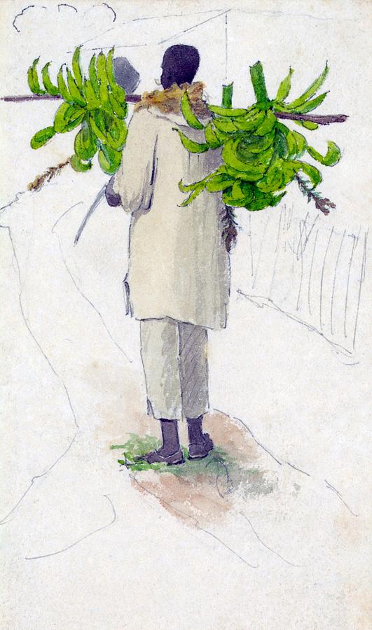 Negro Man Carrying Plantains On Pole Digital Art by William Berryman