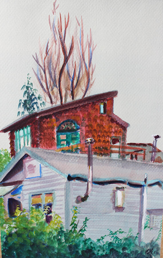 Neighbor Houses in Berkeley Painting by Asha Carolyn Young