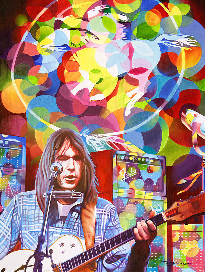 Neil Young Painting - Neil Young-Crazy Horse by Joshua Morton