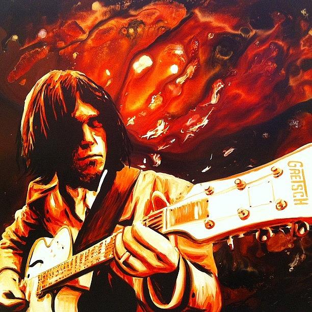 Music Photograph - Neil Young Painting 36x48 Sold On by Ocean Clark