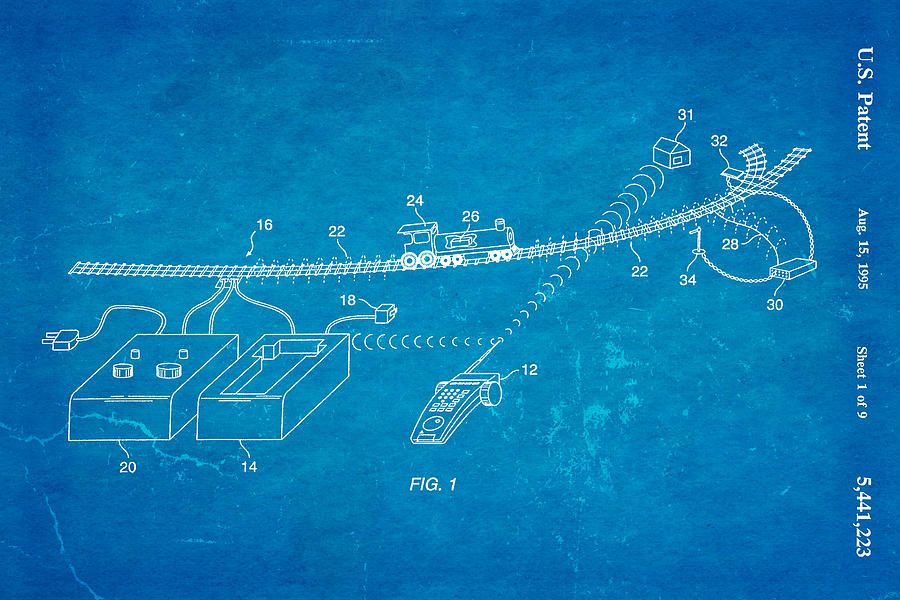 Toy Photograph - Neil Young Train Control Patent Art 1995 Blueprint by Ian Monk