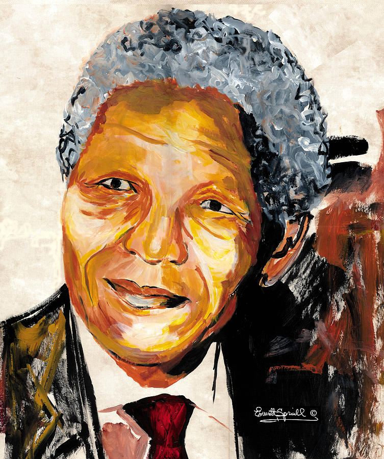 Nelson Mandela Painting by Everett Spruill