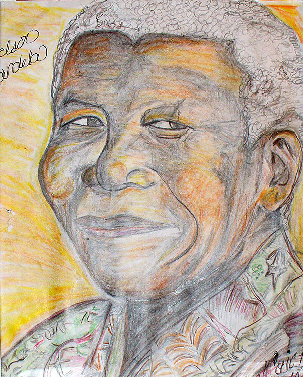 Nelson Mandela Drawing - Nelson Mandela by Darlene Ricks- Parker