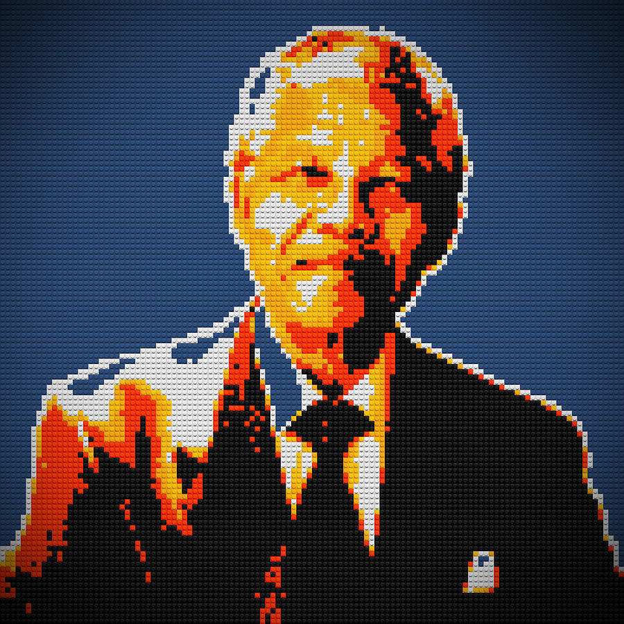 Nelson Mandela Painting - Nelson Mandela Lego pop art by Georgeta Blanaru