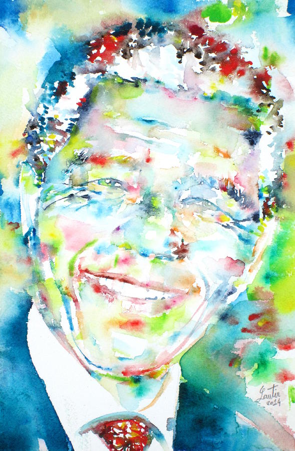 Nelson Mandela Painting - NELSON MANDELA - watercolor portrait by Fabrizio Cassetta