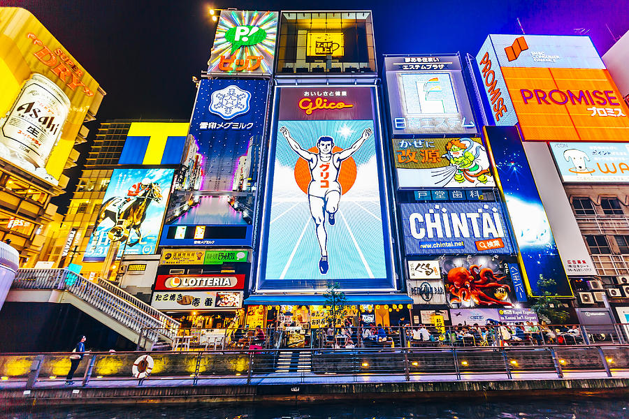 Neon ads in Dotonbori district, Osaka, Kansai region, Japan Photograph by Alexander Spatari