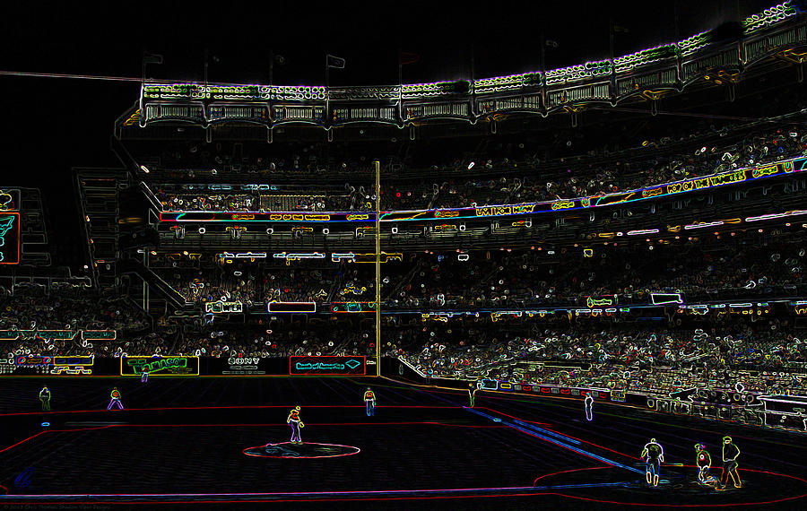 Neon Baseball Stadium Photograph
