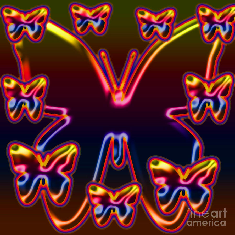 Neon Butterflies Digital Art by Gayle Price Thomas