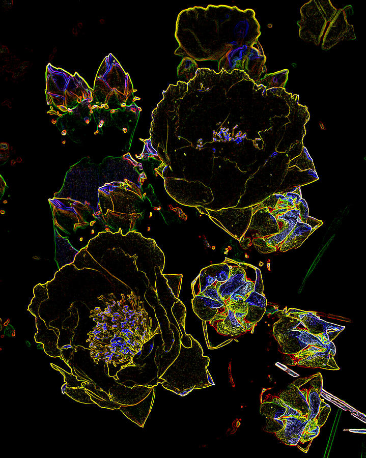 Neon Digital Art - Neon Cactus II by James Granberry