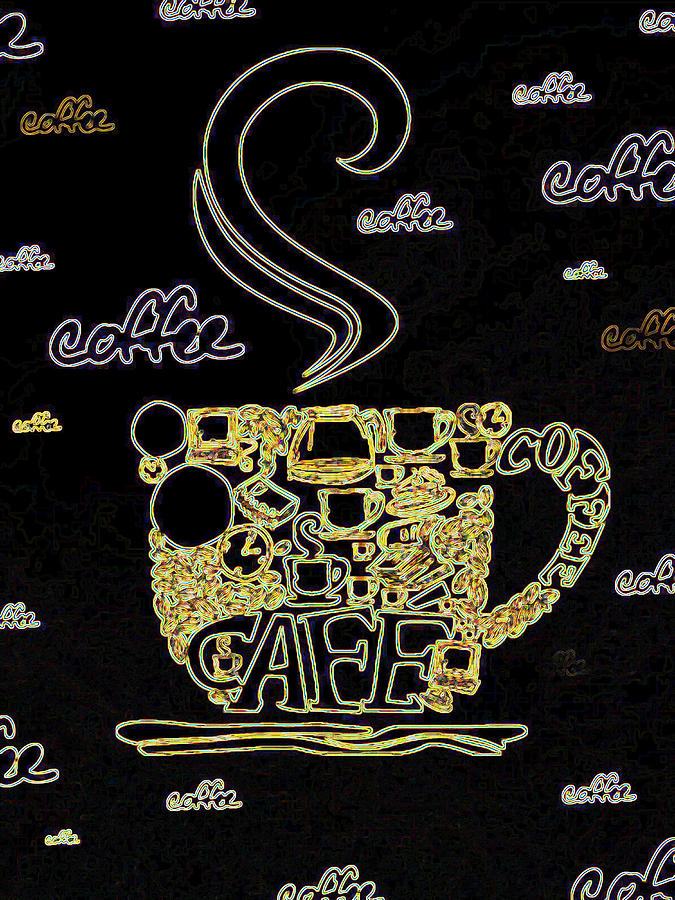Neon Caffeine Digital Art by Rhonda Barrett