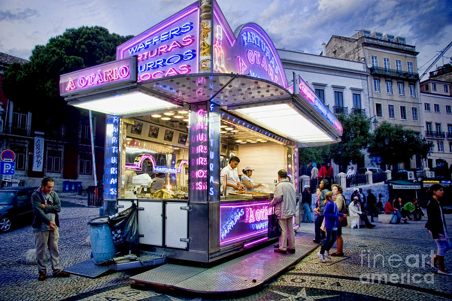 Neon Churros Stand in Lisbon 2 Photograph by David Smith