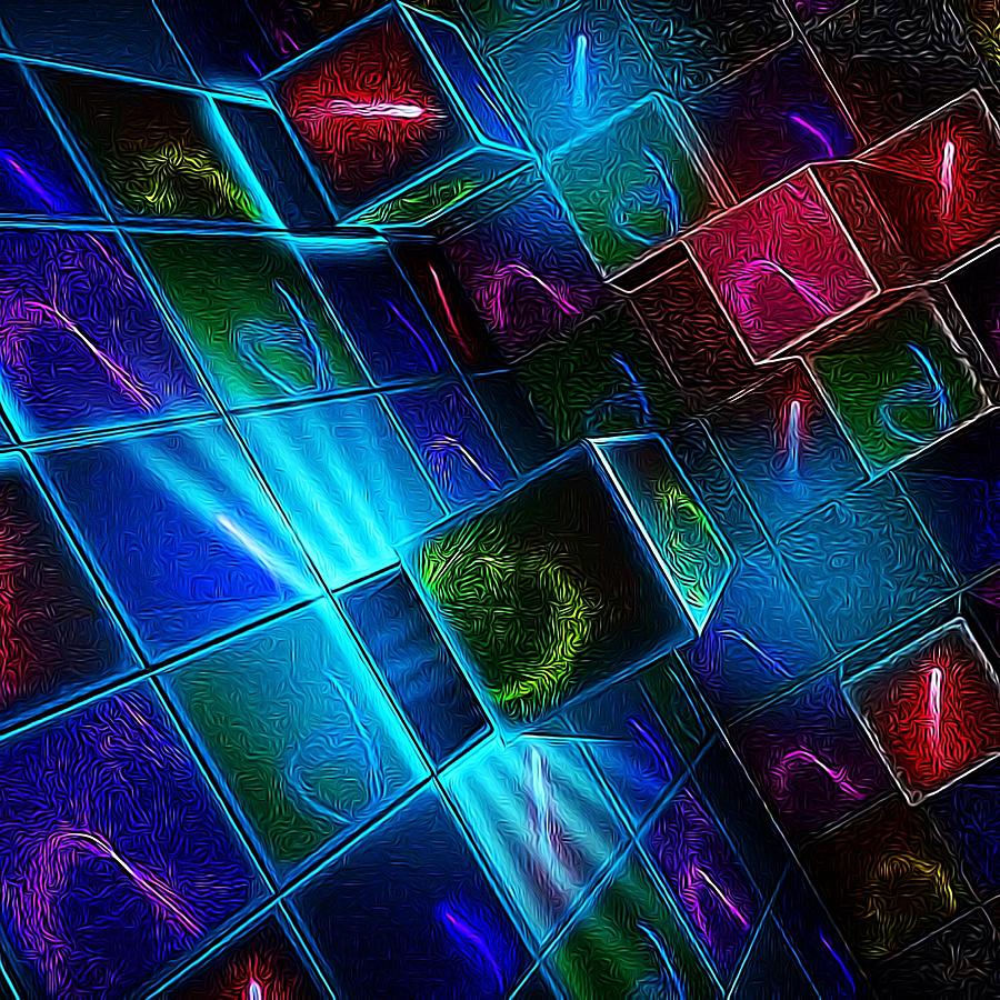 Neon Cubes Digital Art by T T