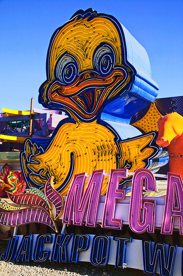 Sign Photograph - Neon duck by Garry Gay