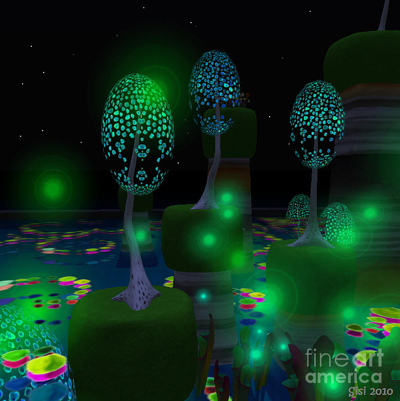 Neon fantasy trees Digital Art by Susanne Baumann