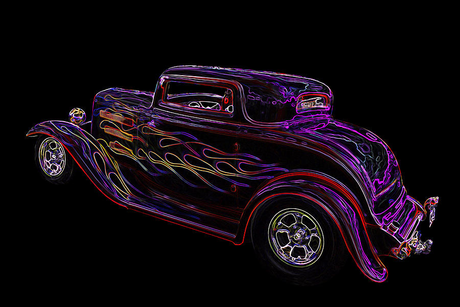 Neon Flaming 1932 Ford Coupe Photograph by Gill Billington