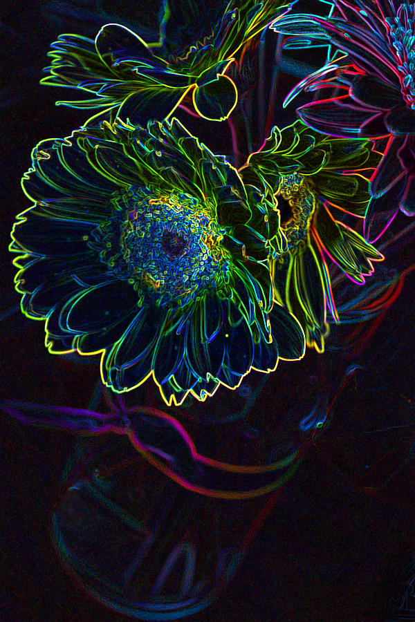 Neon Flowers in Vase Photograph by Jan Garcia