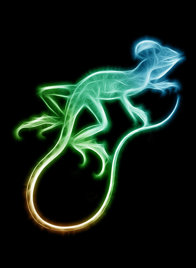 Wildlife Digital Art - Neon Lizard by Aged Pixel
