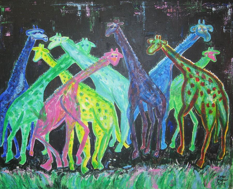 Neon Longnecks Painting by Diane Pape
