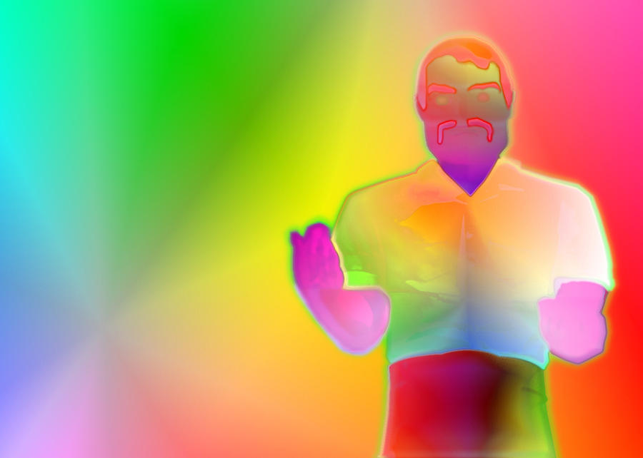 Neon Muffler Man Digital Art