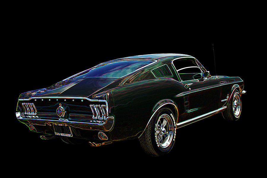 Neon Mustang Fastback 1967 Photograph by Gill Billington