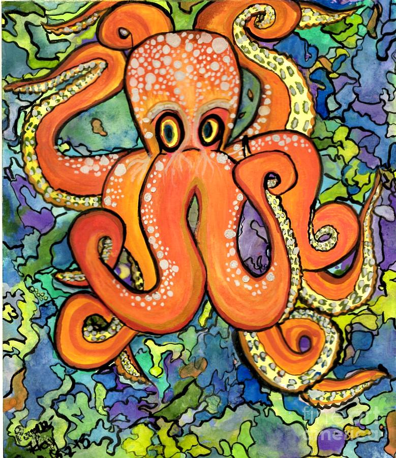 Neon Octopus Painting by Teresa Hay - Fine Art America