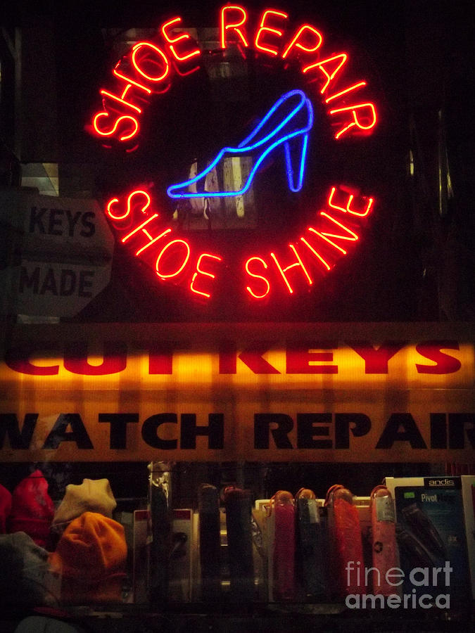 Neon of New York - Shoe Repair Shoe Shine Photograph by Miriam Danar