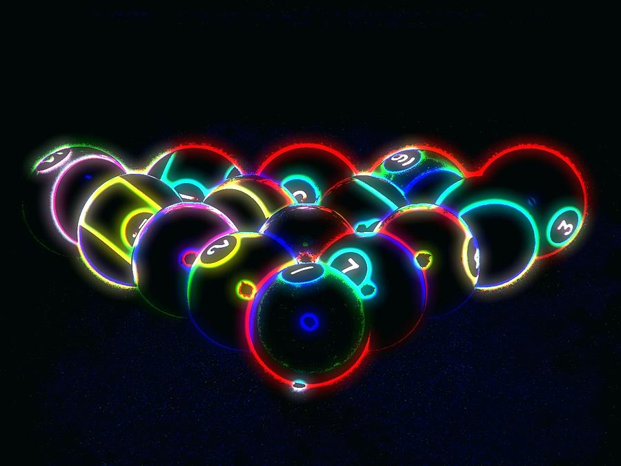 Neon Pool Balls Photograph by Kathy Churchman