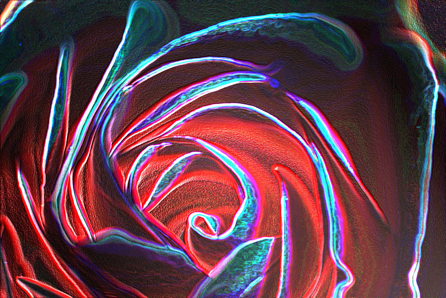Neon Rose Digital Art by Wendy Wilton