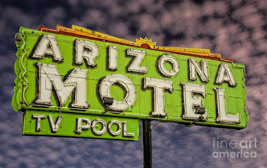 Neon Sign Arizona Motel Photograph by Henry Kowalski