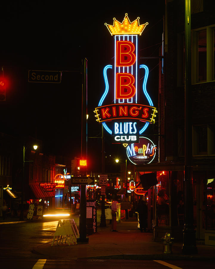 Memphis Photograph - Neon Sign Lit Up At Night, B. B. Kings by Panoramic Images
