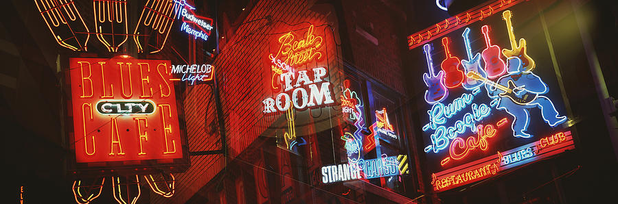 Neon Signs, Beale Street, Memphis Photograph by Panoramic Images - Fine ...