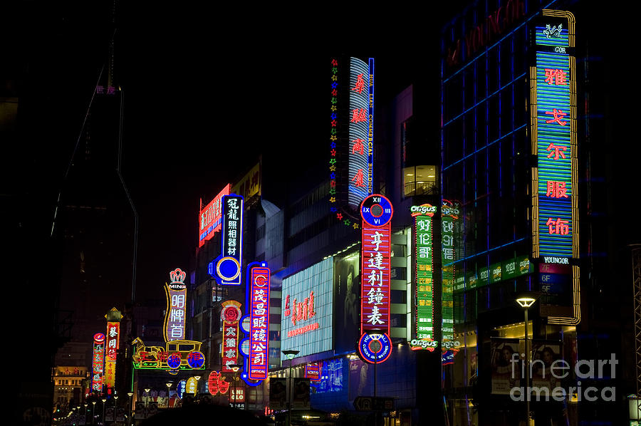 Neon Signs, China Photograph by John Shaw - Fine Art America