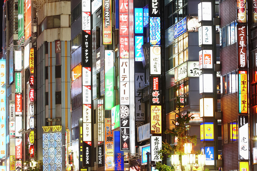 Neon Signs On Yasukuni-dori, Shinjuku Photograph by Laurie Noble