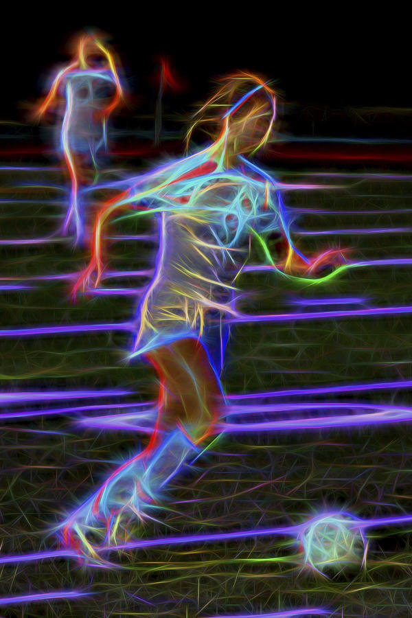 Soccer Photograph - Neon Soccer Player by Kelley King