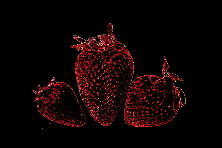 Strawberry Photograph - Neon Strawberries by Deanna King