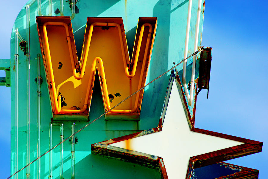 Neon W - The West Theater Photograph by Daniel Woodrum