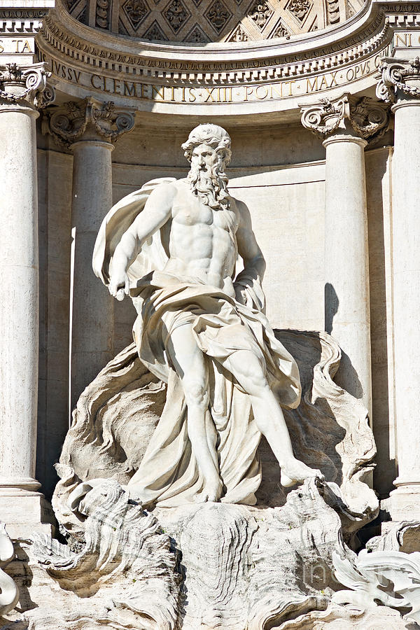 Neptune Statue at Trevi Fountain - Rome Photograph by Luciano Mortula