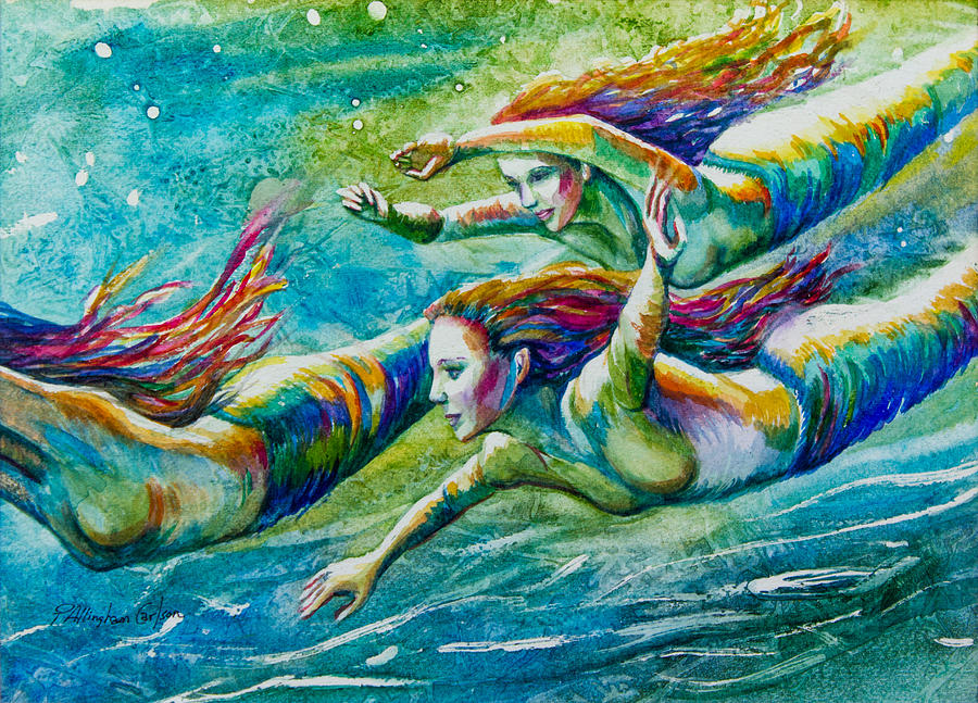 Mermaid Mixed Media - Neptunes Daughters by Patricia Allingham Carlson