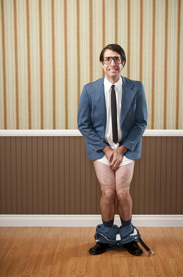 Nerdy Businessman Caught With His Pants Down Photograph by Spiderstock