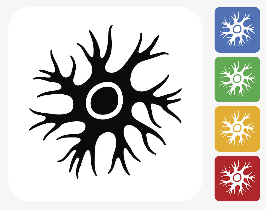 Nerve Cell Icon Flat Graphic Design Drawing by Bubaone