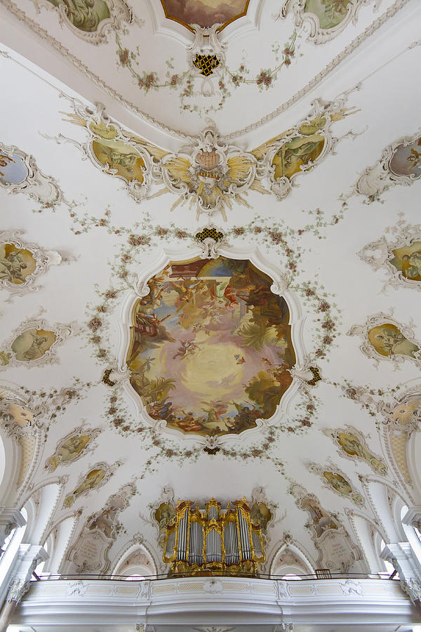 Nesselwang Church ceiling and organ Photograph by Jenny Setchell