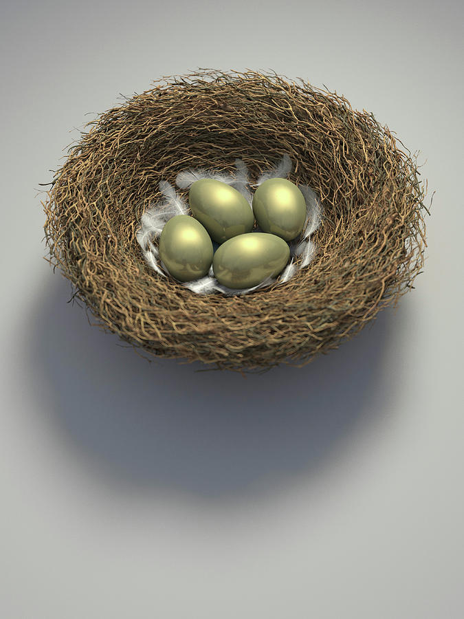 Nest With Four Golden Eggs Photograph by Ikon Images