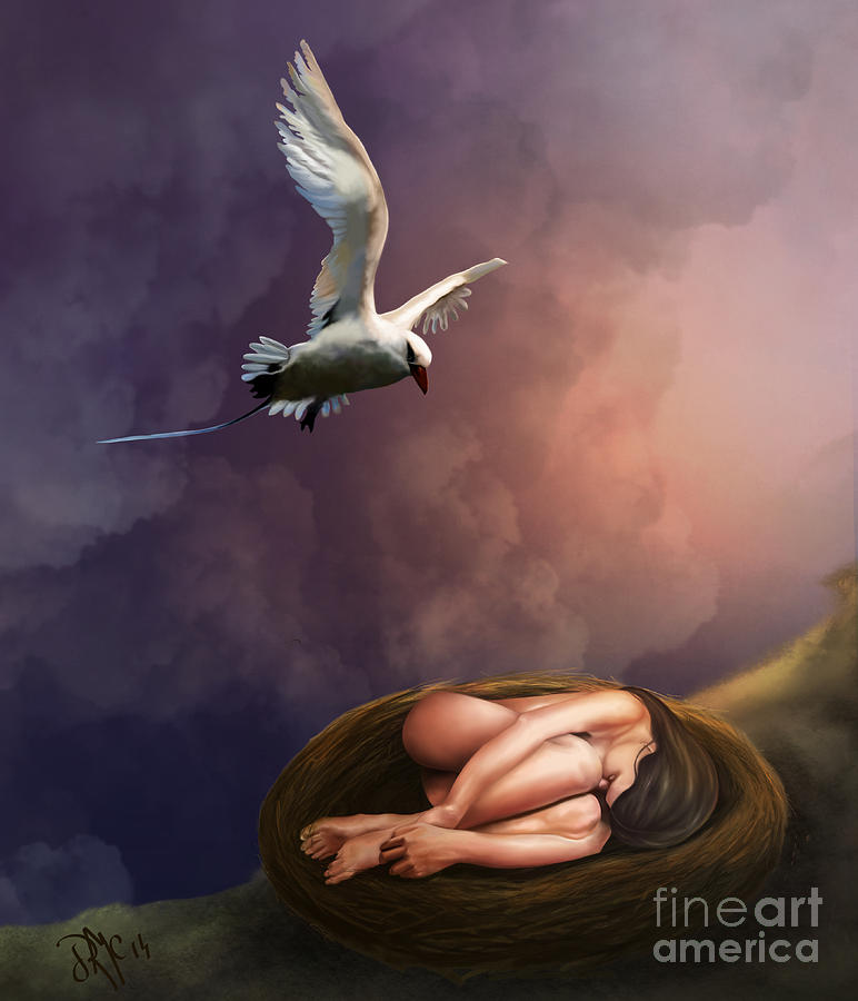 Seagull Digital Art - Nesting Woman by Rosa Cobos